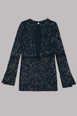 Flash Focus – Minikleid mit Pailletten, extralangen Schlitzärmeln und offenem Rücken 