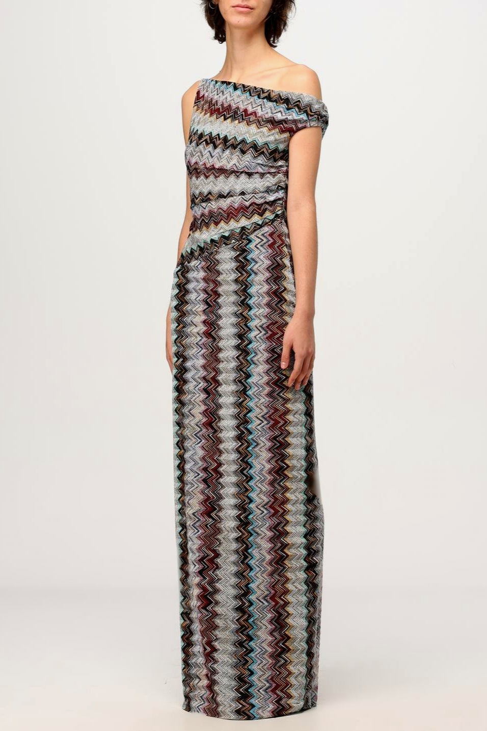 Knit Printed Off Shoulder Bodycon Maxi Dress