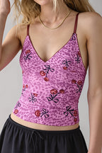 Retro Mesh Slim Lace Cami Top