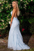 Meerjungfrauen-Abendkleid, langes, rückenfreies Ballkleid