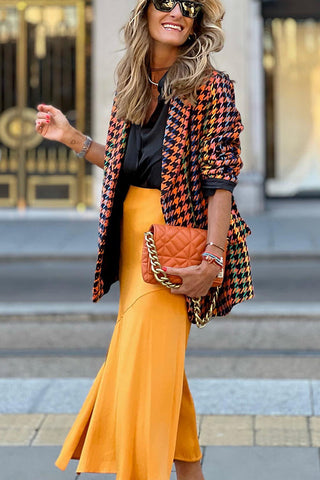 Blazer de pata de gallo colorido del club de lectura 