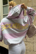 Retro Striped Patchwork Pullover Hoodie