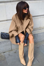 Batwing Sleeve Wool Blend Coat