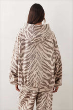 Zebra Print Oversized Street Hoodie