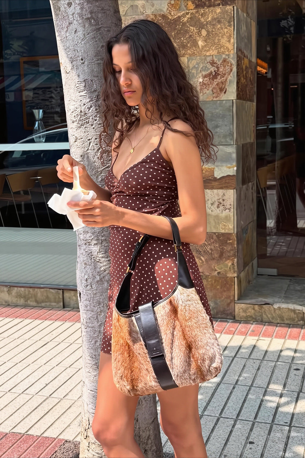 Solid Polka Dot Slim Cami Mini Dress
