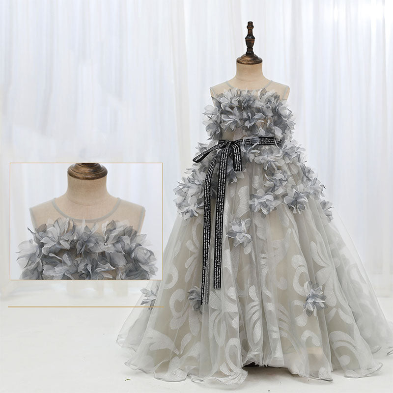 Kommunionkleid für Mädchen, luxuriöses Partykleid, flauschiges, formelles Prinzessinnenkleid mit vielen Blütenblättern für Babys 
