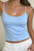 Casual Polka Dot Solid Slim Cami Top