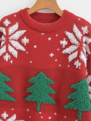 Suéter de mujer: Prendas de abrigo holgadas para otoño e invierno | Suéter navideño retro con diseño de estudiante coreano | Top de punto grueso 