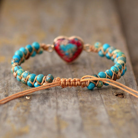 Pulsera de jaspe corazón apasionado 