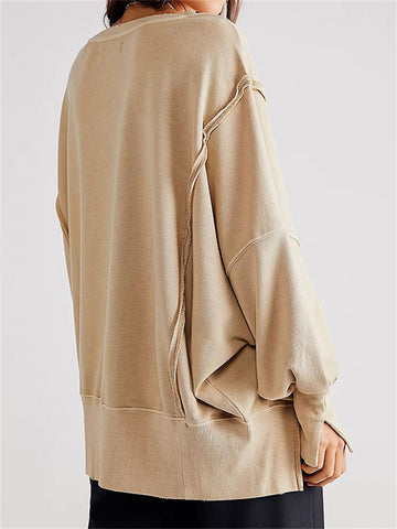 Tossy Patchwork Knit Loose Pullover Female Autumn 2023 Casual High Waist Solid Streetwear Sweater Knitwear Ladies Pullover New