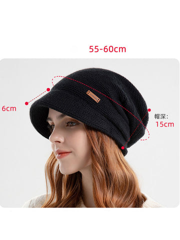 Women Winter Casual Knitted Solid Wide Brim Hat
