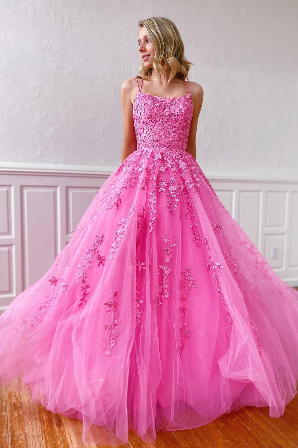 Princess Spaghetti Straps Prom Dress