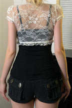 Lace Patchwork Mesh Twin Set Blouse