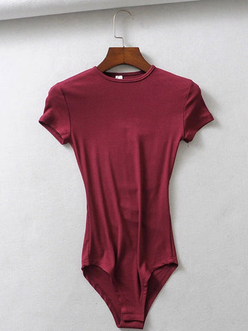 Summer Sexy Women Slim Short-Sleeve O-neck Tops Bodysuits Female Rompers Streetwear Jumpsuits