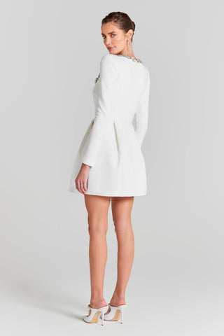 Alexia Square Collar Rhinestone Trim Mini Dress