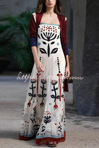 Rückenfreies Resort-Maxikleid aus Chiffon mit botanischem Print und Sling 