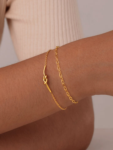 Elegante pulsera anudada de doble capa 