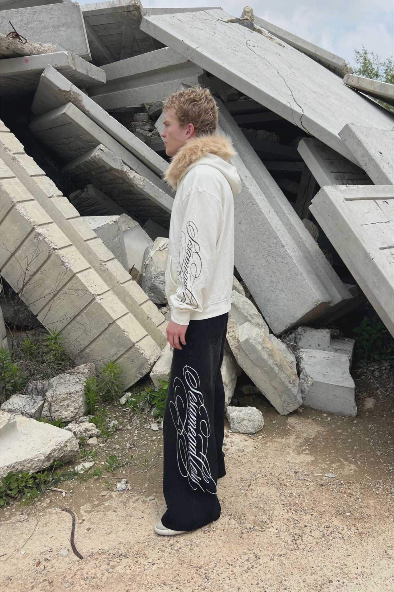 Y2K Fur Collar Letter Print Hoodie