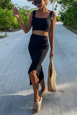 Seas The Moment – ​​Midi-Kleider mit kurzem Stricktop 