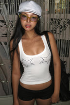 Rhinestone Ribbed Slim Crop Tank Top