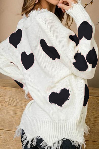 Lässiger Pullover mit V-Ausschnitt und Quastenkontrast 