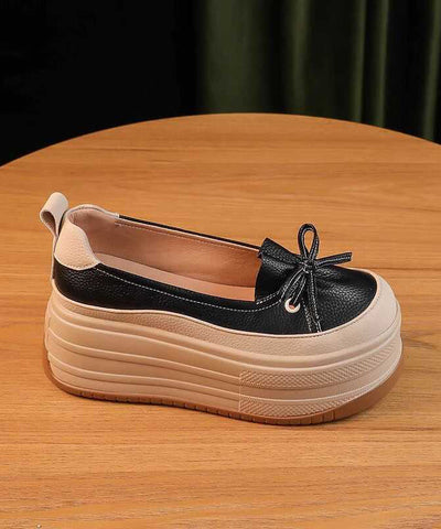 Schwarze Plateauschuhe Kunstleder Einzigartige Spleißen 