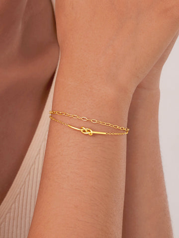 Elegante pulsera anudada de doble capa 