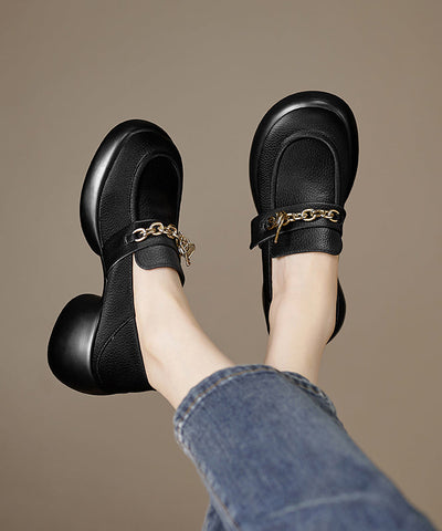 Beige Loafer Schuhe aus Rindsleder mit Plateau-Spleißen 