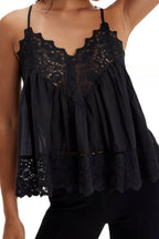 Lace Trim Ruffle Strap Cami Top