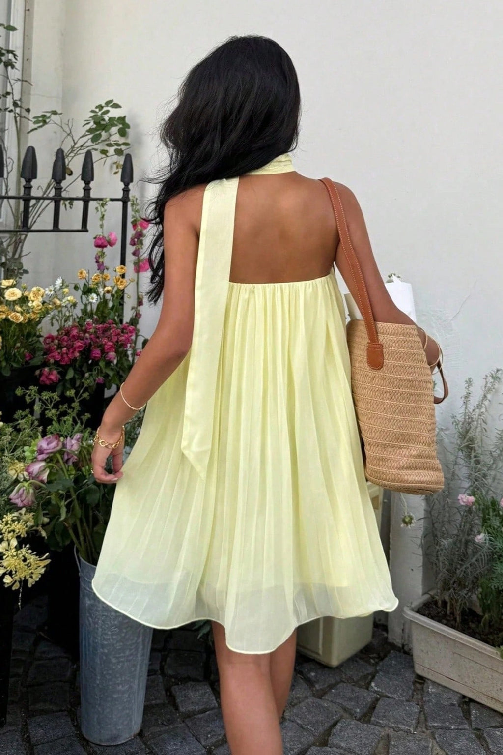 Chiffon Cutout Back Elegant Mini Dress