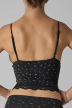 Lace Trim Floral V Neck Sexy Cami Top