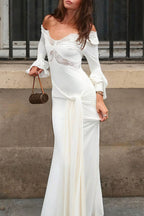 Elegant White Lace Maxi Vacation Dress