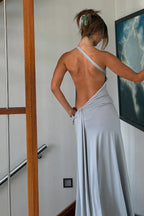 Metal Accent One-Shoulder Bodycon Maxi Dress