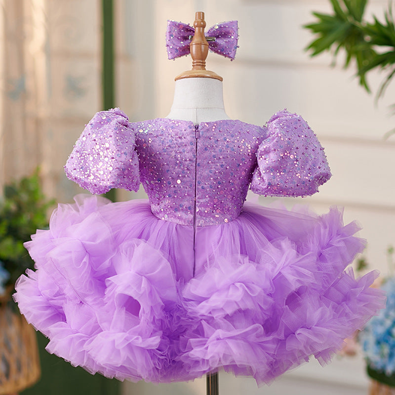 Mädchen-Weihnachtskleid, süßes Baby-Mädchen-Kleid mit Pailletten, festliches Kleid für Kleinkinder, Geburtstags- oder Kommunionskleid 
