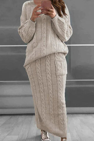 Vestido tipo suéter de punto con bolsillos Mylah, traje de dos piezas 