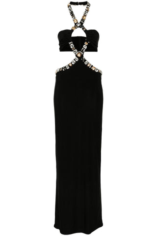 Alma Neckholder-Maxikleid mit Strass-Ausschnitt 