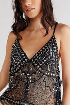 Sexy Sheer Trendy Rhinestone Cami Top
