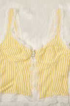 Sexy Ruffled Stripe Lace Tank Top