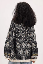 Casual Single Breasted V Neck Square Knit Cardigan