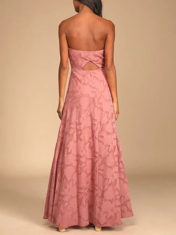 Abendkleid, trägerloses, schmal geschnittenes Maxikleid mit Schlitz 