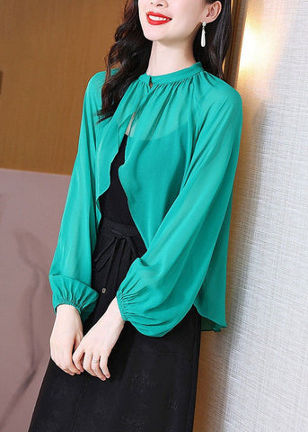 Cárdigan verde extragrande de gasa con protección solar UPF 50+ para mujer, primavera