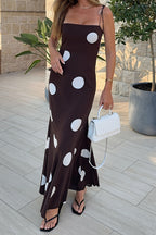 Polka Dot Print Sexy Cami High Street Maxi Dress