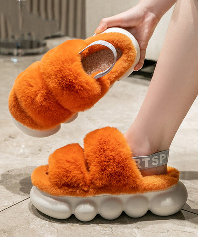 Boutique Splicing Fuzzy Fur Plateau Hausschuhe Schuhe Weiß 