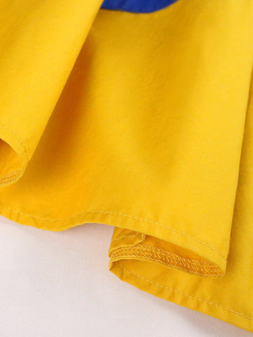 Loose Belted Color-Block Falbala One-Shoulder Shirts Tops