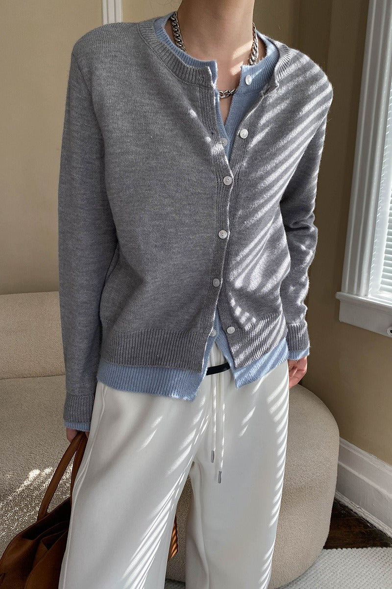 Contrast Panel Layering Cardigan