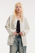 Relaxed Fit Cable Cardigan