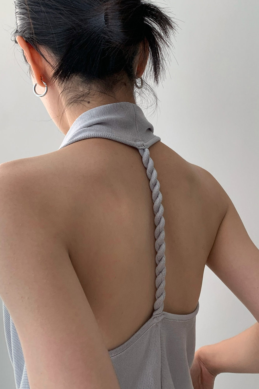 Elegant Solid Draped Neck Halter Top