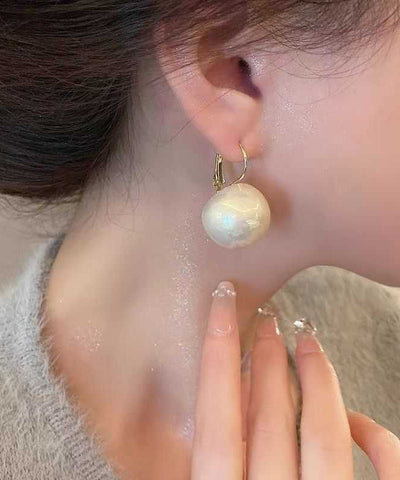Stylish Gold Copper Alloy Pearl Drop Earrings