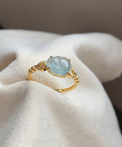 Anillos de animales salvajes míticos de estilo chino con cristales de circón dorados en plata de ley azul 