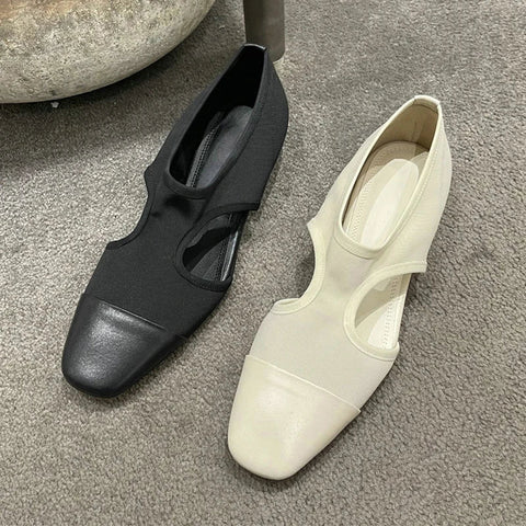 Zapatos planos de punta cuadrada para mujer, zapatos casuales de moda para caminar, zapatos de otoño 2024, nueva tendencia acogedora, zapatos de diseñador de oficina de marca para mujer 